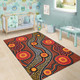 Australia Aboriginal Inspired Area Rug - Orange Aboiginal Inspired Dot Painting Style