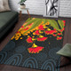 Australia Aboriginal Inspired Area Rug - Red Bottle Flower Aboriginal Inspired Dot Painting Style