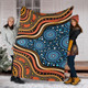 Australia Aboriginal Inspired Blanket - Blue Aboriginal Style Of Dot Painting