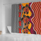 Australia Aboriginal Inspired Shower Curtain - Turtle And Foot Print Aboiginal Inspired Dot Painting Style
