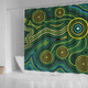 Australia Aboriginal Inspired Shower Curtain - Green Circle Aboiginal Inspired Dot Painting Style