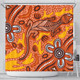 Australia Aboriginal Inspired Shower Curtain - Orange Lizard Aboriginal Inspired Dot Painting Style