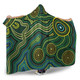 Australia Aboriginal Inspired Hooded Blanket - Green Circle Aboiginal Inspired Dot Painting Style