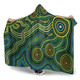 Australia Aboriginal Inspired Hooded Blanket - Green Circle Aboiginal Inspired Dot Painting Style