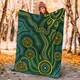 Australia Aboriginal Inspired Blanket - Green Circle Aboiginal Inspired Dot Painting Style