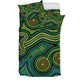 Australia Aboriginal Inspired Bedding Set - Green Circle Aboiginal Inspired Dot Painting Style