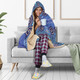 Australia Aboriginal Inspired Hooded Blanket - Blue Aboriginal Artwork