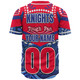 Newcastle Knights Custom Baseball Shirt - Knights For Life With Aboriginal Style Baseball Shirt