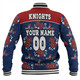 Newcastle Knights Custom Baseball Jacket - Knights With Maori Patterns Baseball Jacket