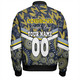 North Queensland Cowboys Bomber Jacket - Tropical Patterns And Dot Painting Eat Sleep Rugby Repeat