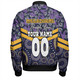 Melbourne Storm Bomber Jacket - Tropical Patterns And Dot Painting Eat Sleep Rugby Repeat