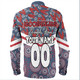 Sydney Roosters Long Sleeve Shirt - Tropical Patterns And Dot Painting Eat Sleep Rugby Repeat