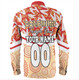 Redcliffe Dolphins Long Sleeve Shirt - Tropical Patterns And Dot Painting Eat Sleep Rugby Repeat