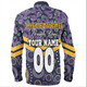 Melbourne Storm Long Sleeve Shirt - Tropical Patterns And Dot Painting Eat Sleep Rugby Repeat