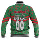 South Sydney Rabbitohs Baseball Jacket - Tropical Patterns And Dot Painting Eat Sleep Rugby Repeat