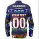New Zealand Warriors Sport Long Sleeve Shirt - Tropical Hibiscus and Coconut Trees