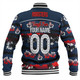 Sydney Roosters Baseball Jacket - Eat Sleep Repeat With Tropical Patterns
