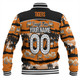 Wests Tigers Baseball Jacket - Eat Sleep Repeat With Tropical Patterns