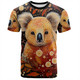 Australia Koala Custom T-shirt - Aboriginal Koala With Golden Wattle Flowers T-shirt