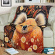 Australia Koala Custom Blanket - Aboriginal Koala With Golden Wattle Flowers Blanket