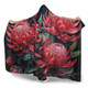 Australia Waratah Hooded Blanket - Red Waratah Flowers Fine Art Ver2 Hooded Blanket