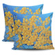 Australia Golden Wattle Pillow Covers - Golden Wattle Blue Background Oil Painting Art Pillow Covers