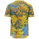 Australia Golden Wattle Baseball Shirt - Golden Wattle Bouquet Blue Background Oil Painting Art  Baseball Shirt