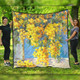 Australia Golden Wattle Quilt - Golden Wattle Bouquet Blue Background Oil Painting Art  Quilt