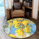 Australia Golden Wattle Round Rug - Golden Wattle Bouquet Blue Background Oil Painting Art  Round Rug