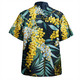 Australia Golden Wattle Hawaiian Shirt - Golden Wattle Seamless Patterns Blue Background Hawaiian Shirt