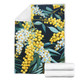 Australia Golden Wattle Blanket - Golden Wattle Seamless Patterns Blue Background Blanket