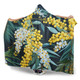 Australia Golden Wattle Hooded Blanket - Golden Wattle Seamless Patterns Blue Background Hooded Blanket