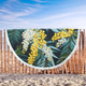 Australia Golden Wattle Beach Blanket - Golden Wattle Seamless Patterns Blue Background Beach Blanket