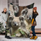 Australia Koala Blanket - Three Koalas with Gum Trees Ver3 Blanket