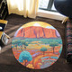 Urulu Travelling Round Rug - Urulu Mountain Oil Painting Art Round Rug