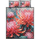 Australia Waratah Quilt Bed Set - Waratah Oil Painting Abstract Ver5 Quilt Bed Set