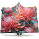 Australia Waratah Hooded Blanket - Waratah Oil Painting Abstract Ver5 Hooded Blanket