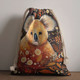 Australia Koala Drawstring Bag - Aboriginal Koala With Golden Wattle Flowers Drawstring Bag