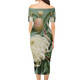 Australia Waratah Short Sleeve Off Shoulder Lady Dress - White Waratah Flowers Fine Art Ver1 Short Sleeve Off Shoulder Lady Dress