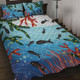 Australia Aboriginal Quilt Bed Set - Underwater Concept Aboriginal Art With Fish Quilt Bed Set