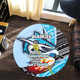 Cronulla-Sutherland Sharks Round Rug - A True Champion Will Fight Through Anything With Polynesian Patterns