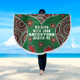 Australia Aboriginal Beach Blanket - Walking with 3000 Ancestors Behind Me Green Patterns Beach Blanket