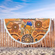 Australia Aboriginal Custom Beach Blanket - Dragonfly Flies Into Beehive And Snake Circle Beach Blanket