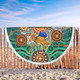 Australia Aboriginal Custom Beach Blanket - Dragonfly Flies Into Beehive And Snake Circle 2 Beach Blanket