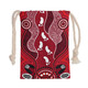 Australia Aboriginal Drawstring Bag - Red aboriginal art with footprint Bag