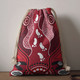 Australia Aboriginal Drawstring Bag - Red aboriginal art with footprint Bag