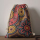 Australia Aboriginal Drawstring Bag - Red Flower Aboriginal Art Orange Background Bag