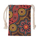 Australia Aboriginal Drawstring Bag - Red Flower Aboriginal Art Orange Background Bag