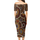 Australia Aboriginal Short Sleeve Off Shoulder Lady Dress - Aboriginal contemporary dot painting  Dress