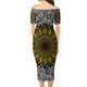 Australia Aboriginal Short Sleeve Off Shoulder Lady Dress - Aboriginal dot art vector sunflower design Dress